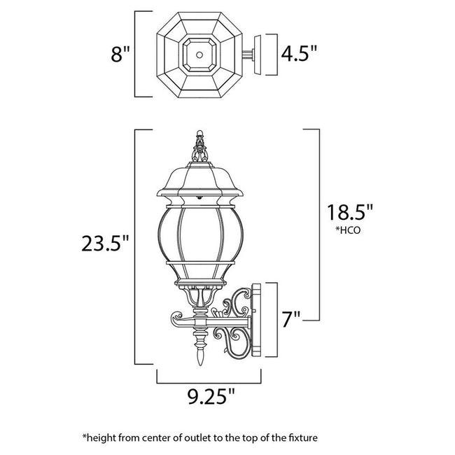 Maxim 1033BK - Crown Hill 3 Light 24" Wall Sconce