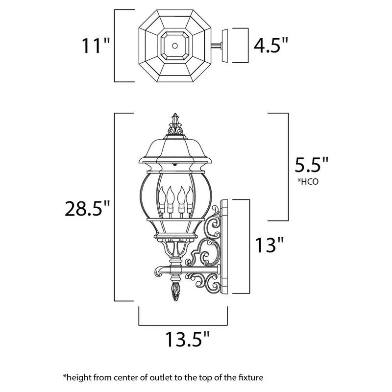 Maxim 1037BK - Crown Hill 4 Light 29" Wall Sconce