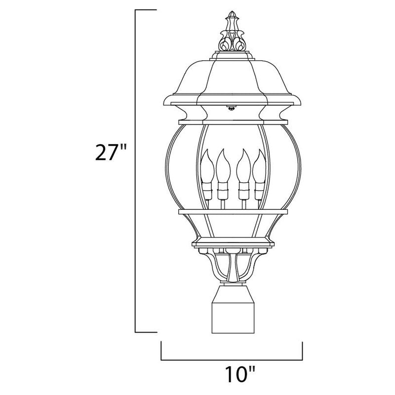 Maxim 1038BK - Crown Hill 4 Light 27" Post Light