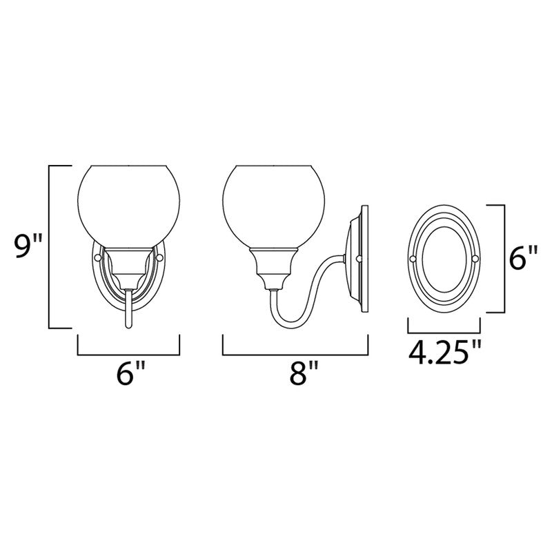 Maxim 1111CLPC - Ballord 1 Light 9" Wall Sconce