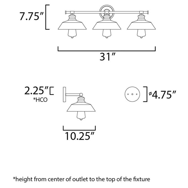 Maxim 11193SWPC - Willowbrook 3 Light 31" Wall Sconce