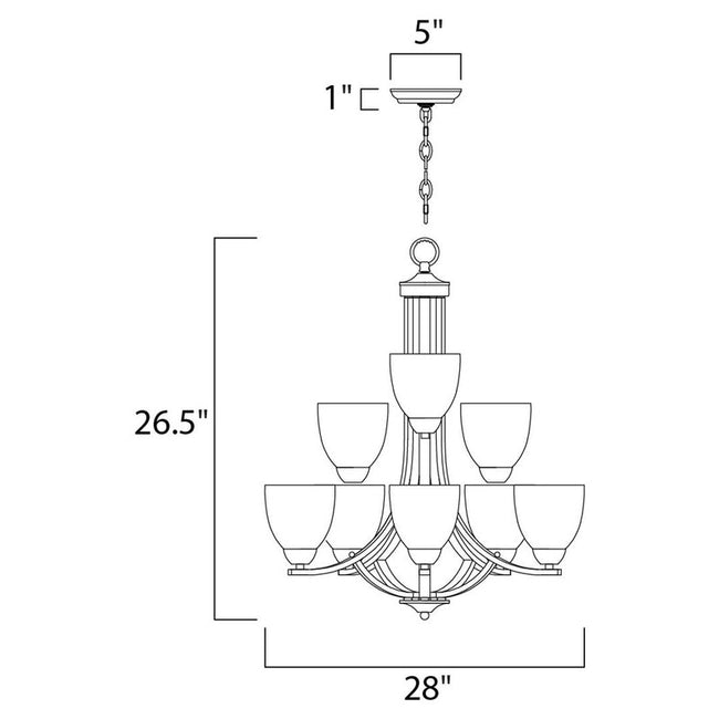 Maxim 11226FTOI - Axis 9 Light 28" Chandelier