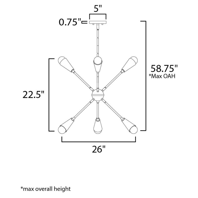 Maxim 11266BKSBR - Lovell 6 Light 26" Pendant