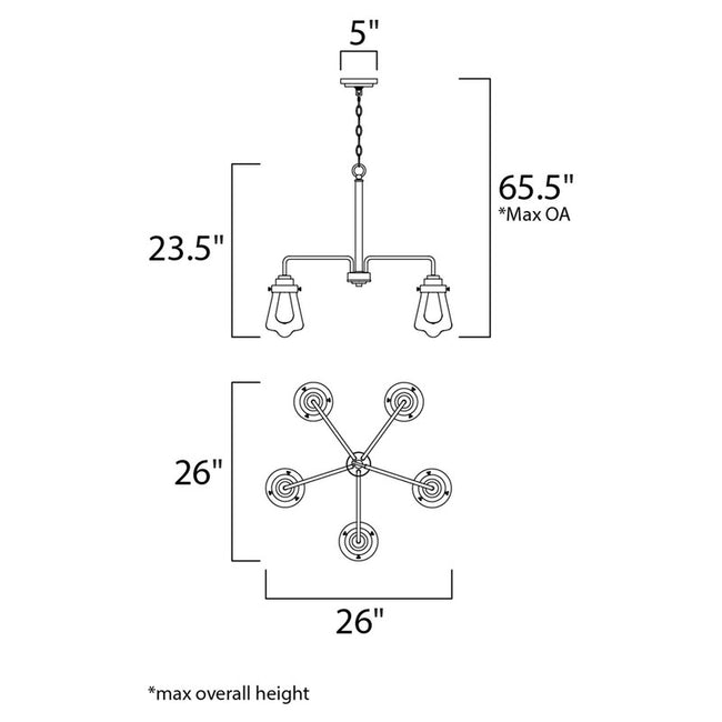 Maxim 11335CLWZ - Cape Cod 5 Light 26" Chandelier