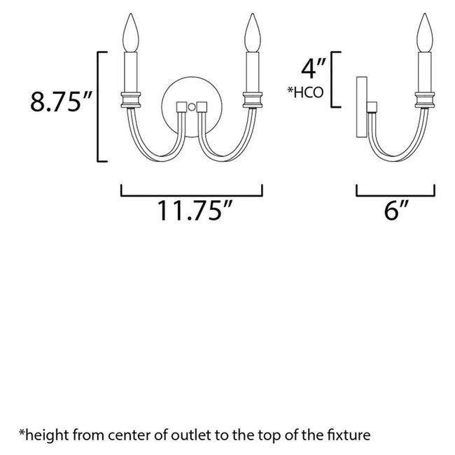 Maxim 11372BKAB - Charlton 2 Light 12" Wall Sconce