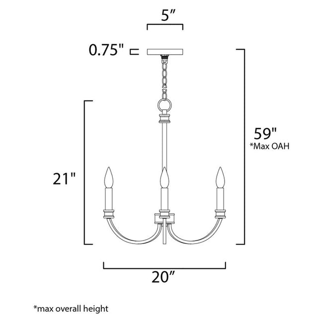 Maxim 11373BKAB - Charlton 3 Light 21" Chandelier
