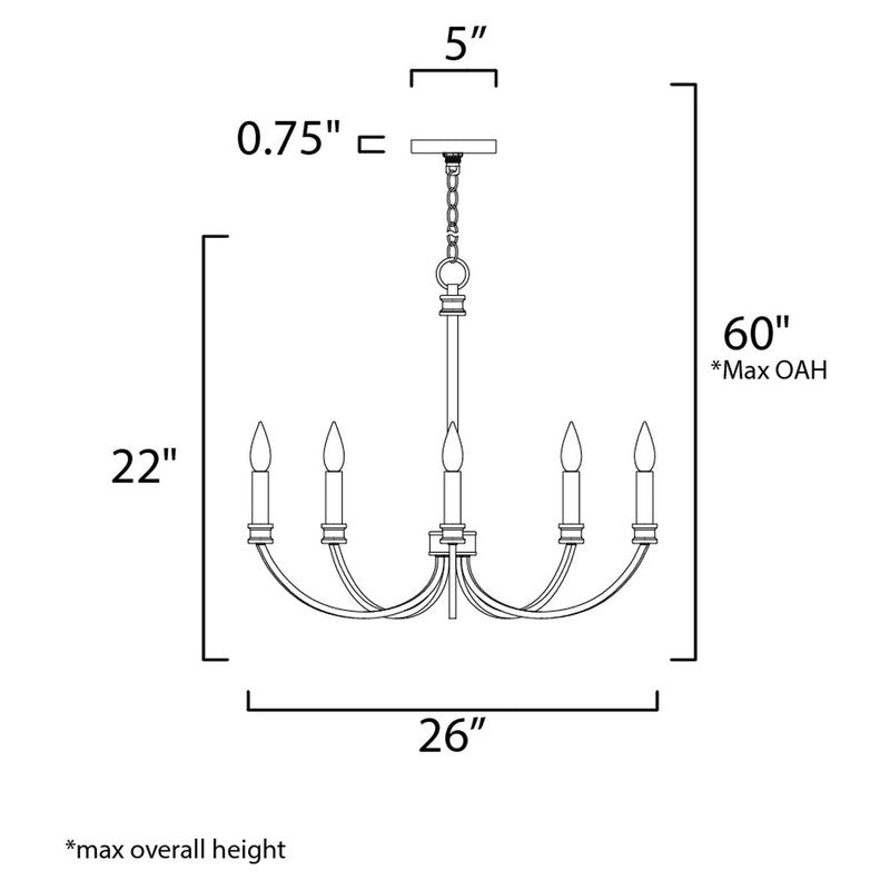 Maxim 11375BKAB - Charlton 5 Light 26" Chandelier