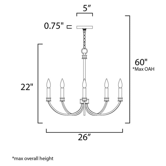 Maxim 11375BKAB - Charlton 5 Light 26" Chandelier