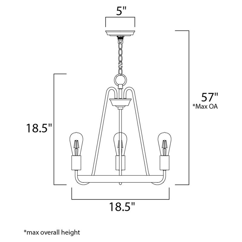 Maxim 11733BKSN - Haven 3 Light 19" Chandelier
