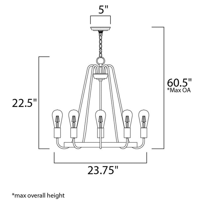 Maxim 11735BKSN - Haven 5 Light 24" Chandelier