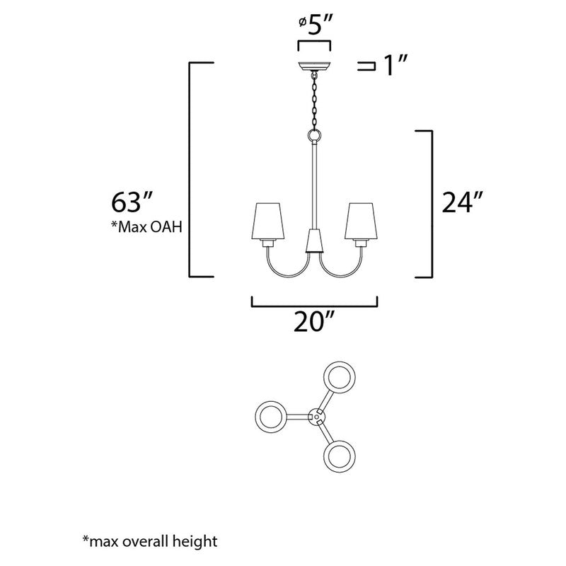 Maxim 11823SWBK - Shelter 3 Light 24" Chandelier