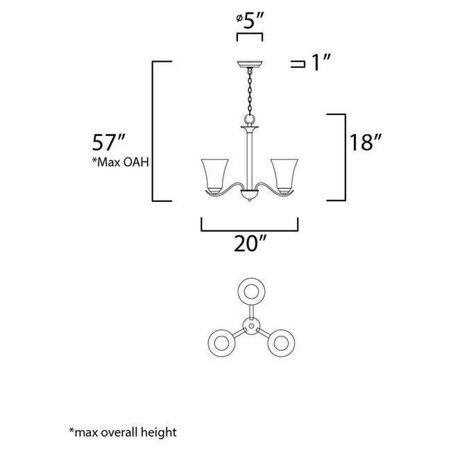 Maxim 12073FTOI - Vital 3 Light 20" Chandelier
