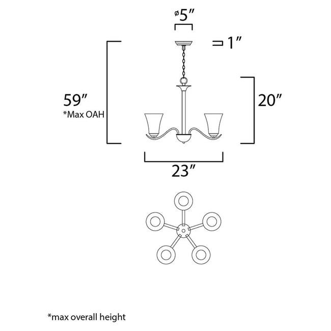 Maxim 12075FTOI - Vital 5 Light 23" Chandelier