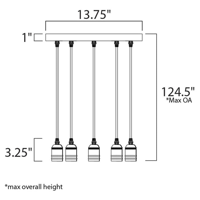 Maxim 12125BKAB - Early Electric 5 Light 14" Pendant
