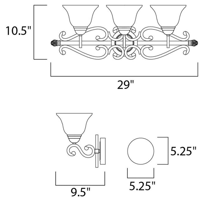 Maxim 12213FIOI - Manor 3 Light 29" Vanity Light
