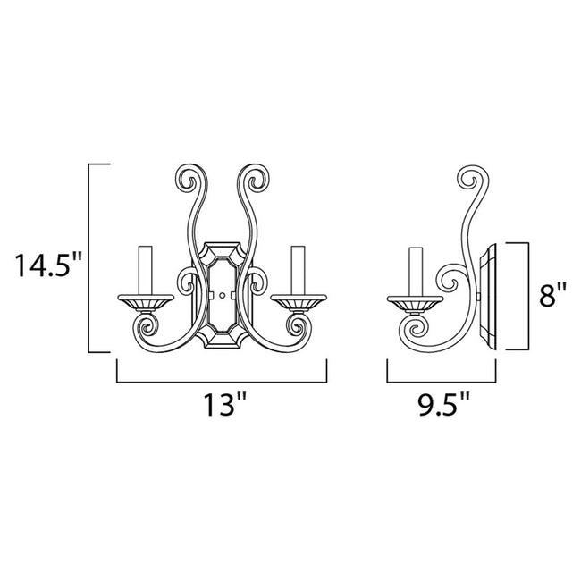 Maxim 12218OI - Manor 2 Light 15" Wall Sconce