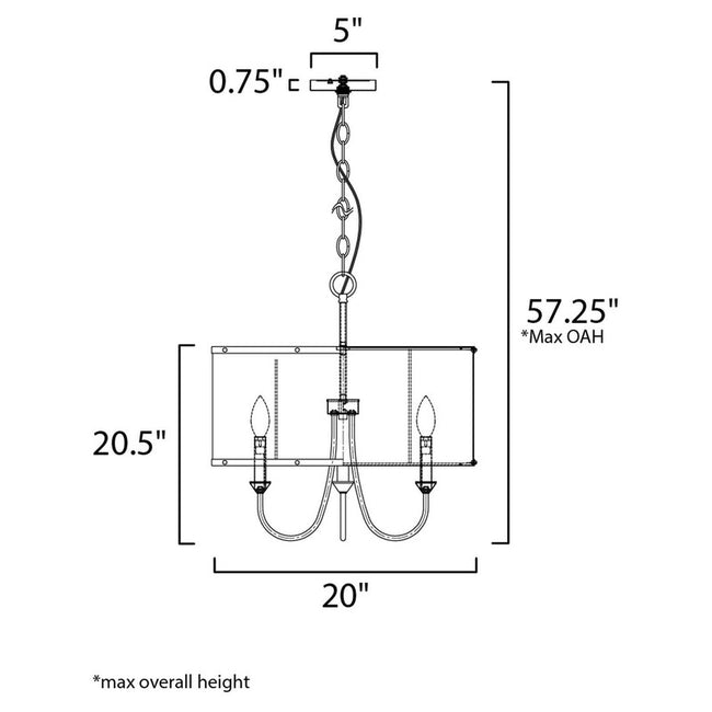 Maxim 12246OFSBR - Clover 4 Light 21" Chandelier