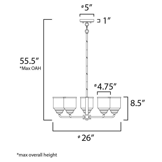 Maxim 12266CDBK - Acadia 5 Light 26" Chandelier