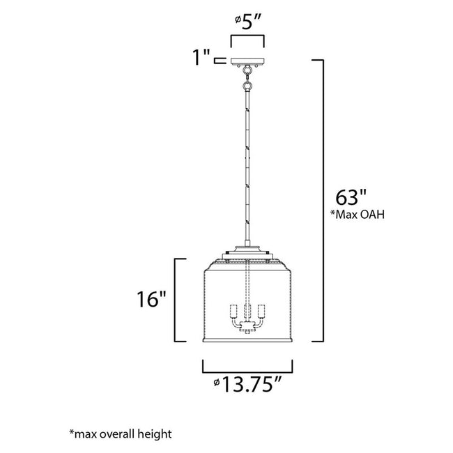 Maxim 12273CDBK - Acadia 3 Light 16" Pendant