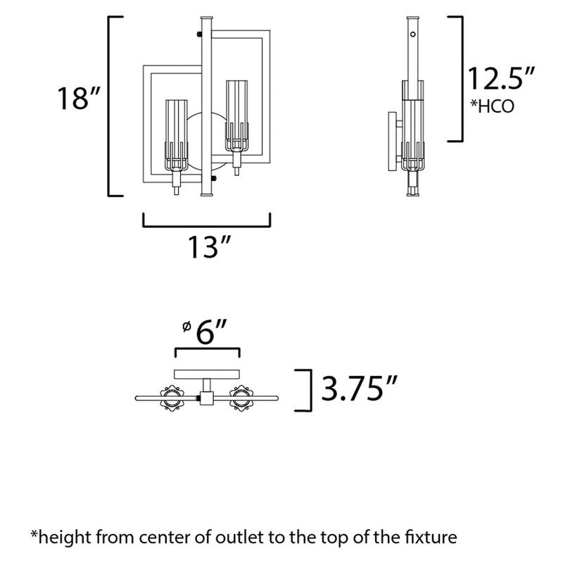 Maxim 16112CLBKAB - Flambeau 2 Light 18" Wall Sconce
