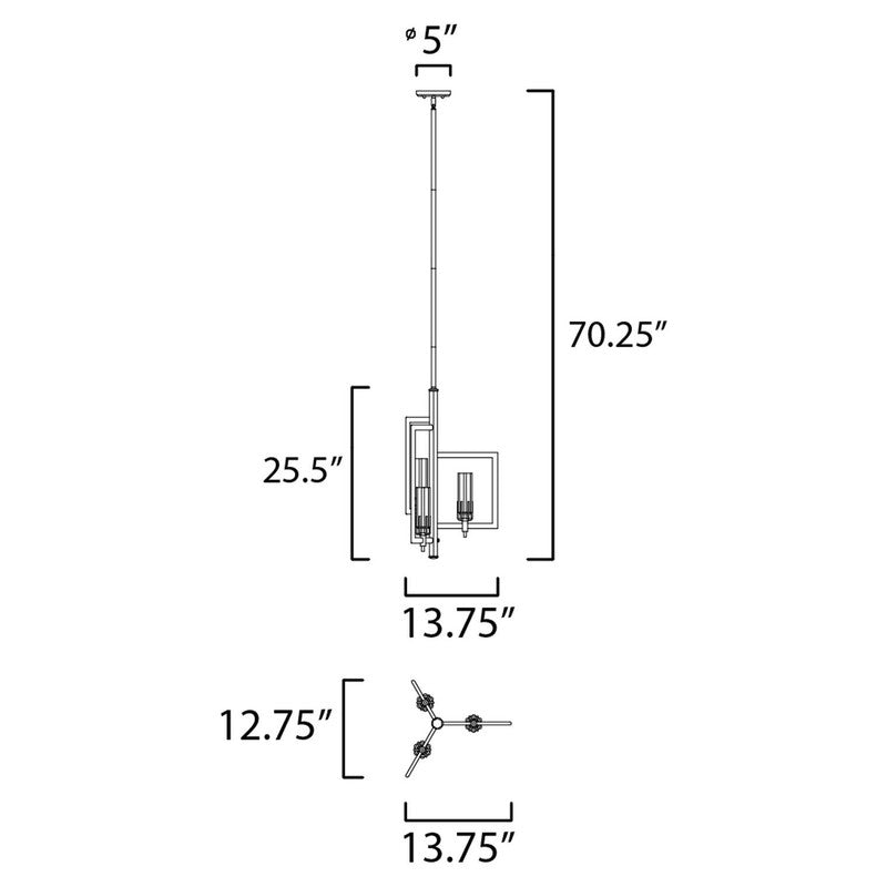 Maxim 16113CLBKAB - Flambeau 3 Light 26" Pendant