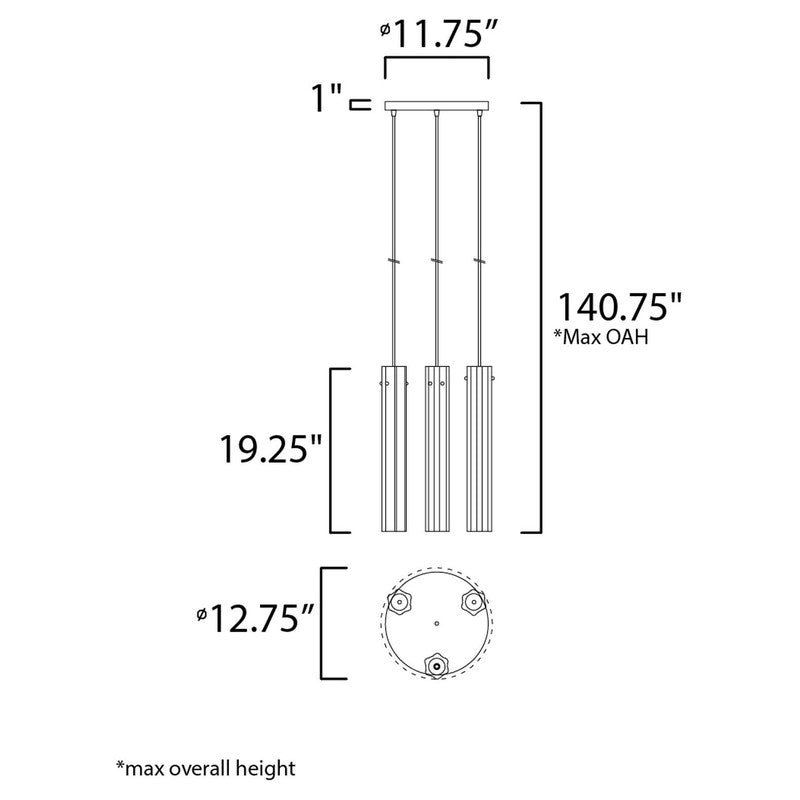 Maxim 16123CLBKAB - Flambeau 3 Light 19" Chandelier