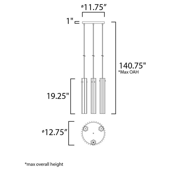 Maxim 16123CLBKAB - Flambeau 3 Light 19" Chandelier