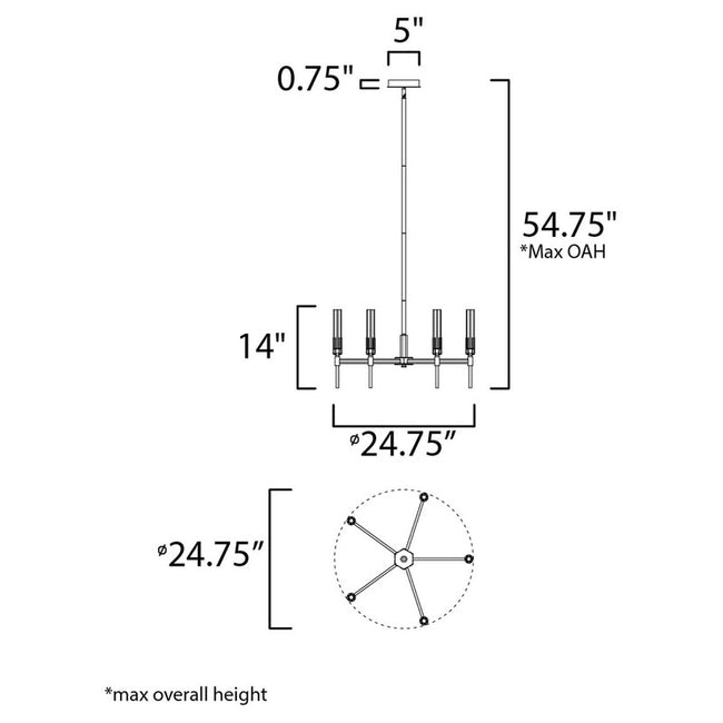 Maxim 16125CLBKAB - Flambeau 6 Light 25" Chandelier