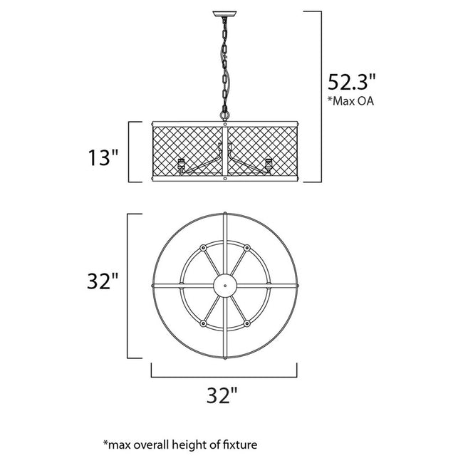 Maxim 20114BKNAB - Palladium 6 Light 32" Chandelier