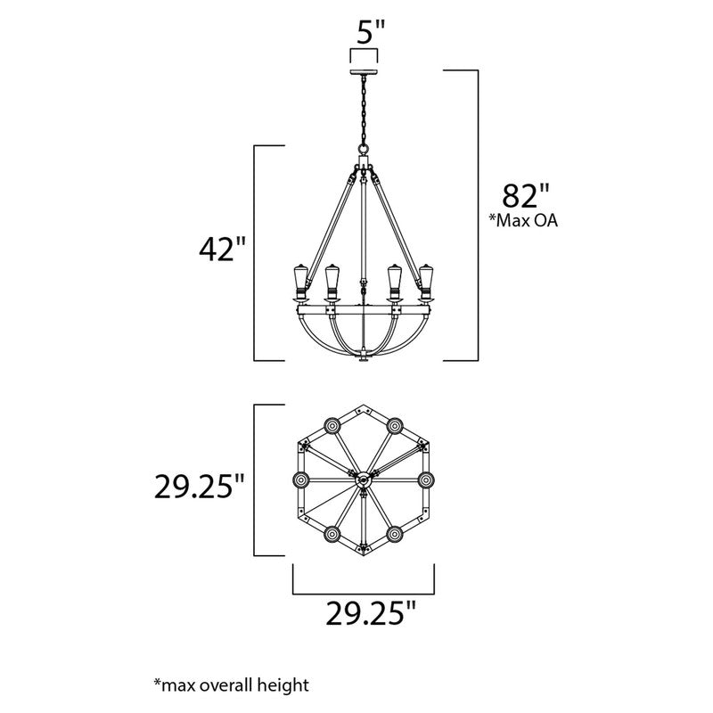 Maxim 20337WOBZ - Lodge 6 Light 42" Chandelier