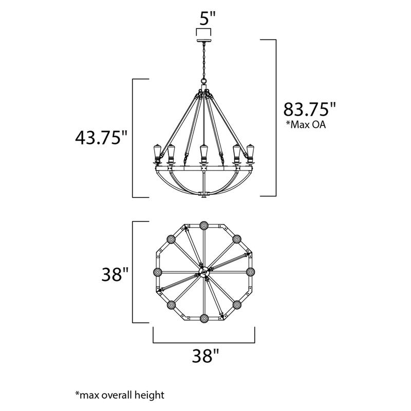 Maxim 20338WOBZ - Lodge 8 Light 44" Chandelier
