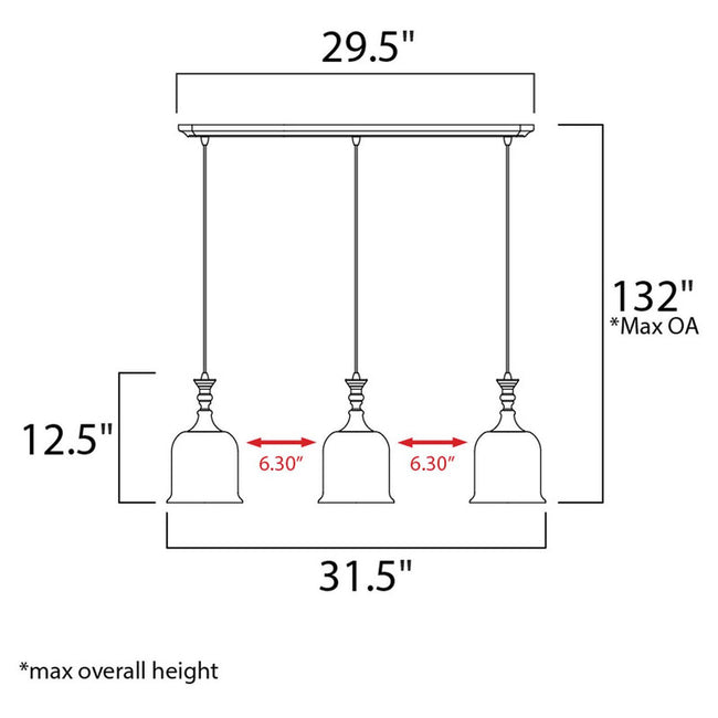 Maxim 20473CLPN - Centennial 3 Light 32" Pendant