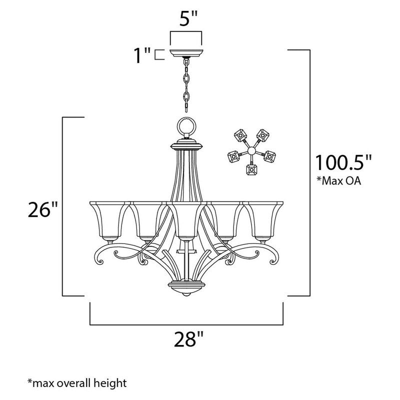 Maxim 21065FLRB - Oak Harbor 5 Light 28" Chandelier