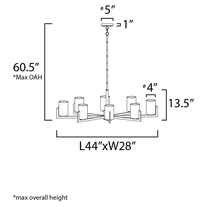 Maxim 21288SWSBR - Dart 8 Light 44" Chandelier