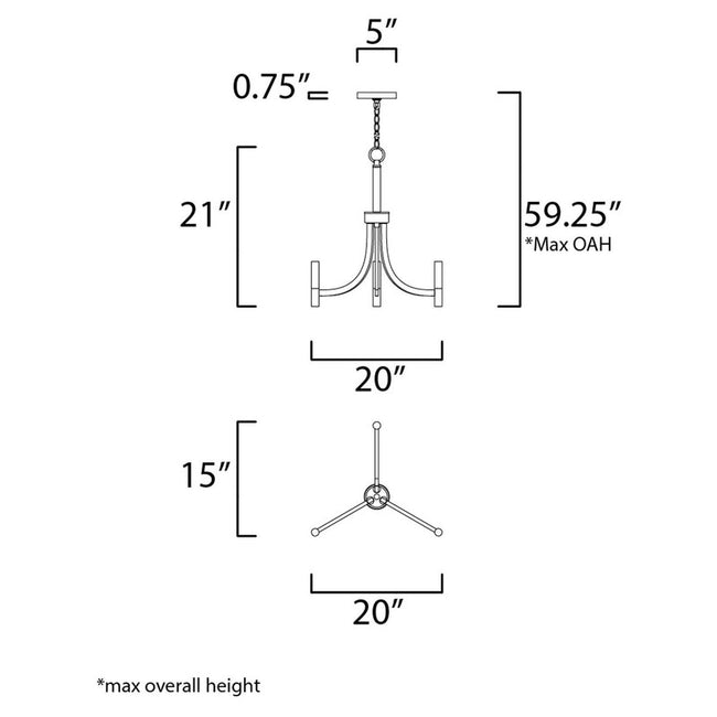 Maxim 21523BZAB - Lyndon 3 Light 21" Chandelier