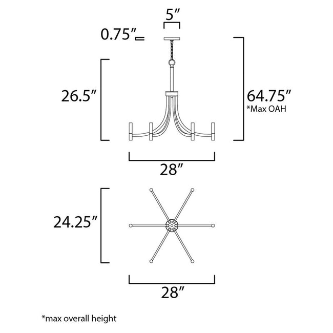 Maxim 21526BZAB - Lyndon 6 Light 28" Chandelier