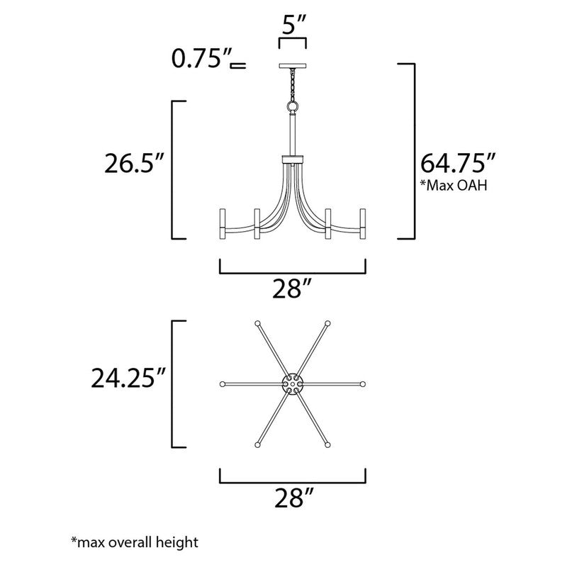 Maxim 21526BZAB - Lyndon 6 Light 28" Chandelier