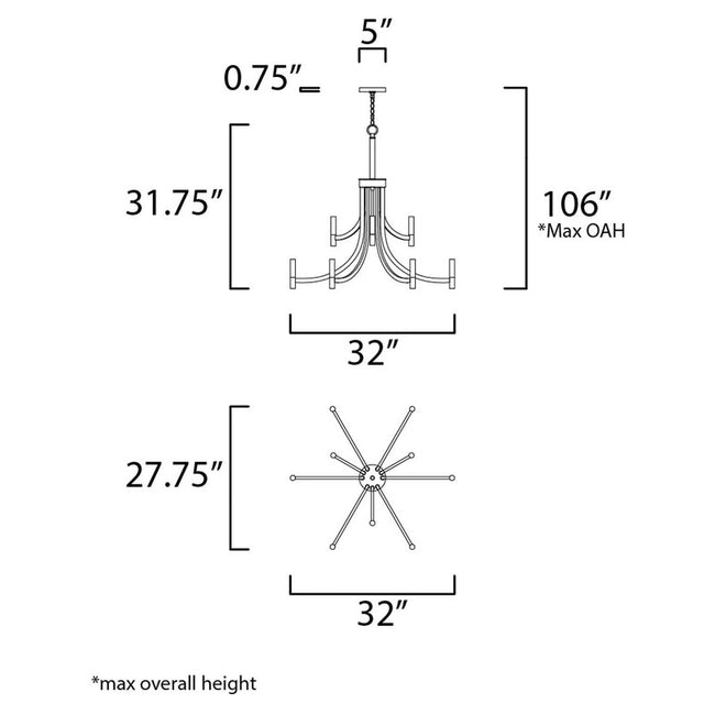 Maxim 21529BZAB - Lyndon 9 Light 32" Chandelier