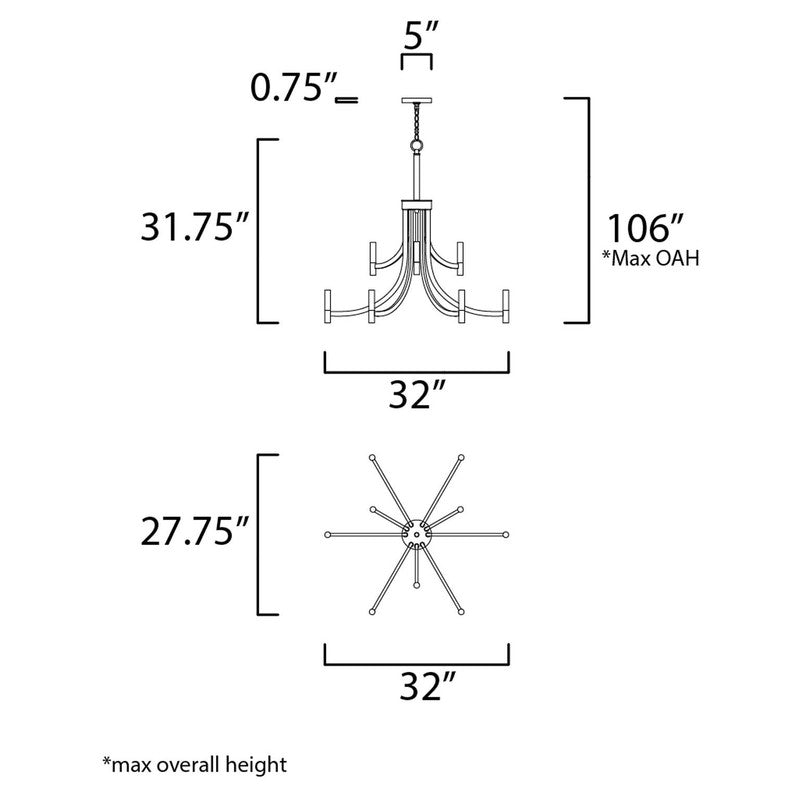 Maxim 21529BZAB - Lyndon 9 Light 32" Chandelier
