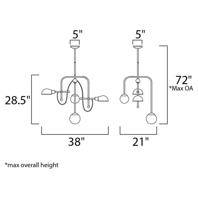 Maxim 21666WTBKSN - Mingle 4 Light 38" LED Chandelier