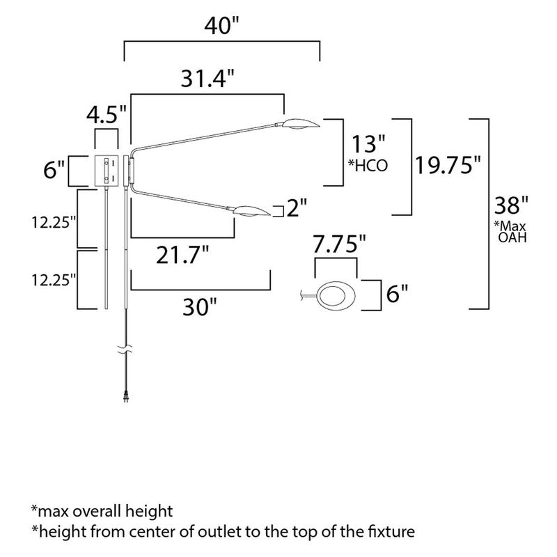 Maxim 21692BKSBR - Scan 2 Light 40" Wall Sconce