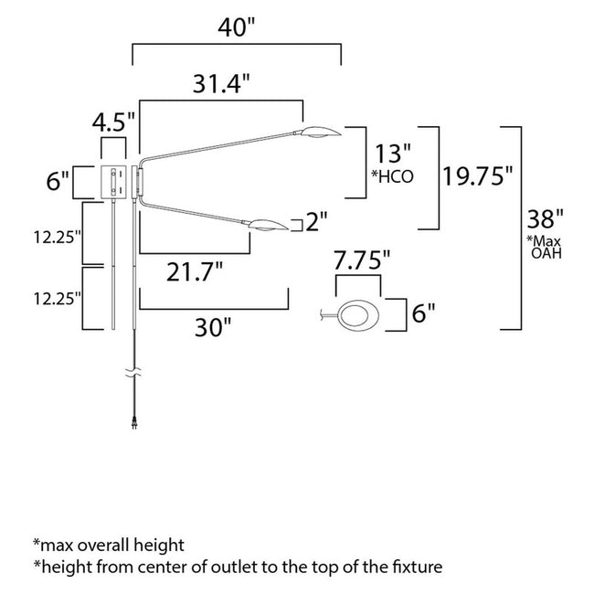 Maxim 21692BKSBR - Scan 2 Light 40" Wall Sconce