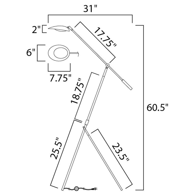 Maxim 21694BKSBR - Scan 1 Light 61" Floor Lamp