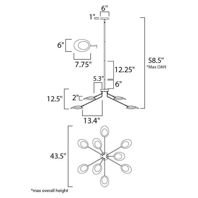 Maxim 21699BKSBR - Scan 9 Light 43" Chandelier