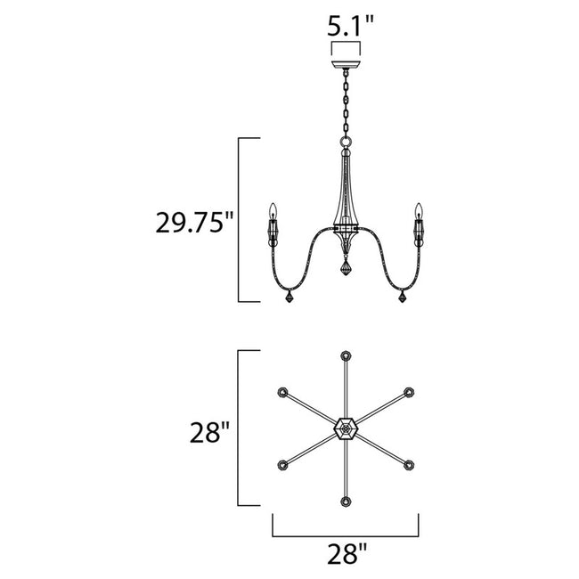 Maxim 22436CSTGL - Claymore 6 Light 30" Chandelier