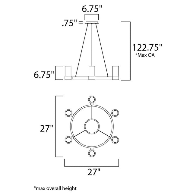 Maxim 23077CLFTPC - Silo 6 Light 27" Chandelier