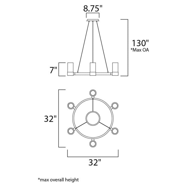 Maxim 23078CLFTPC - Silo 8 Light 32" Chandelier