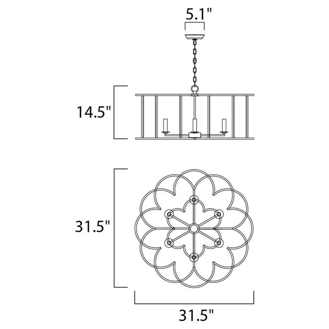 Maxim 24735BZF - Helix 6 Light 32" Chandelier