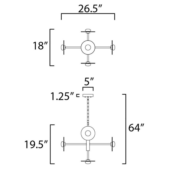Maxim 24765FTSWBK - Helio 5 Light 27" Pendant