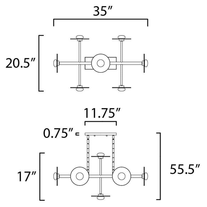 Maxim 24768FTSWBK - Helio 8 Light 35" Pendant